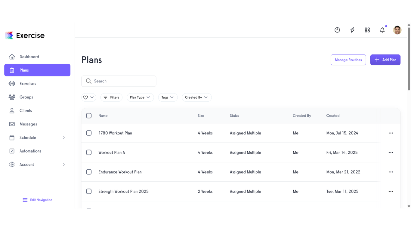 View 'Workout Plans - Exercise.com'.