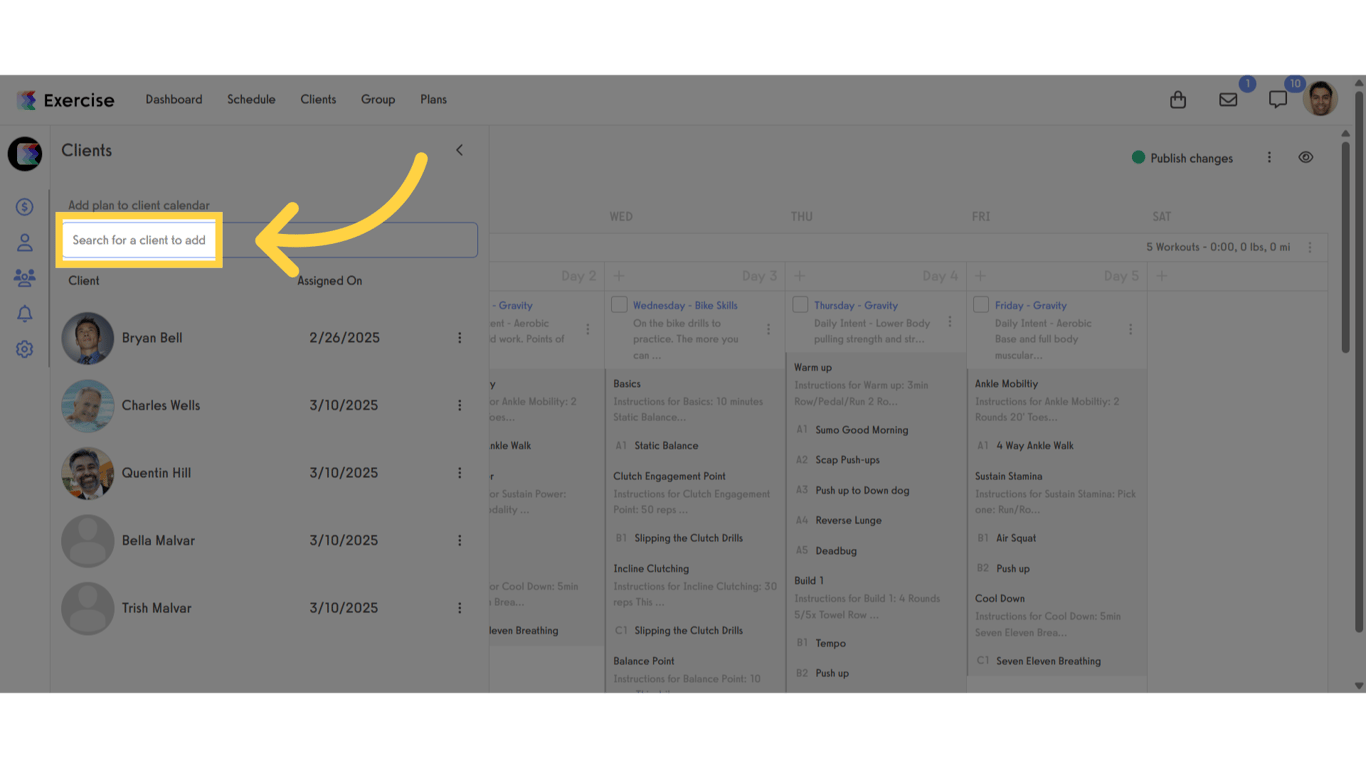 Click 'Search for a client to add'.
