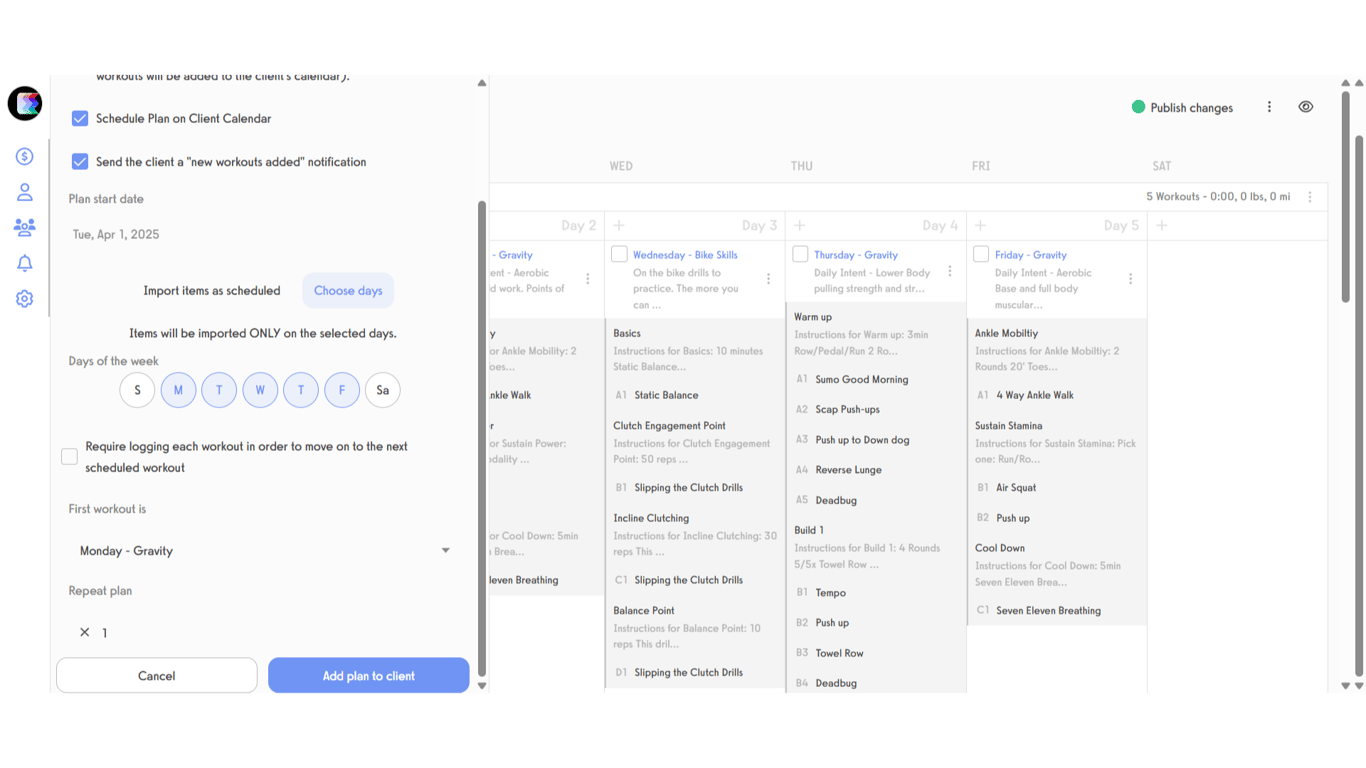 Click Add Plan to Client.