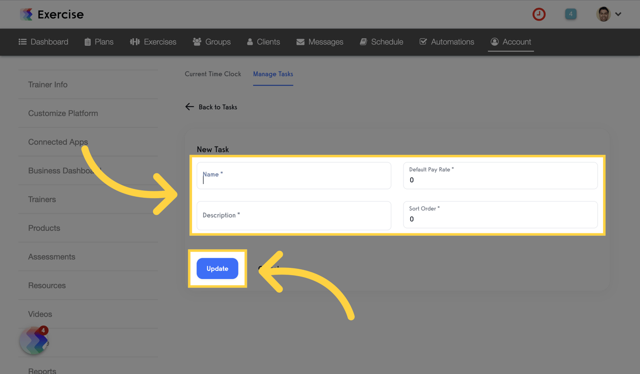 Fill in the Task Details