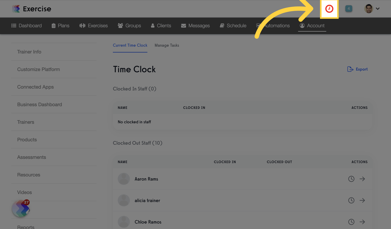 Click on the Clock Icon