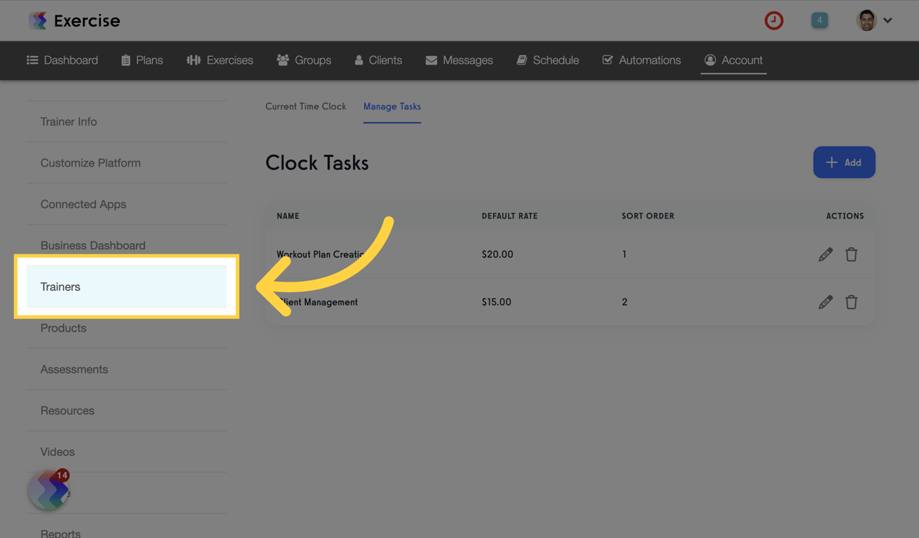 Go to the 'Trainers' Tab