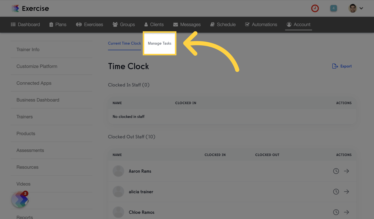 Go to 'Manage Tasks'