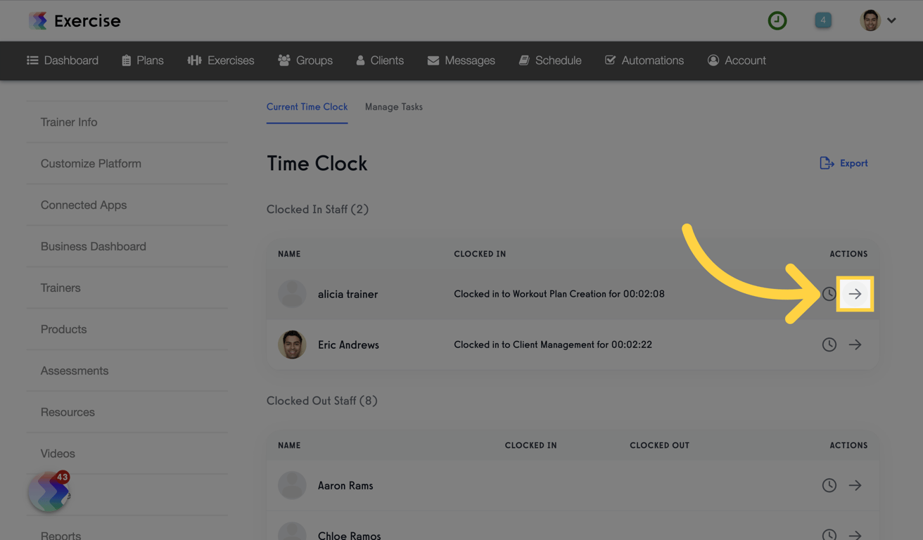 View Time Clock Entries