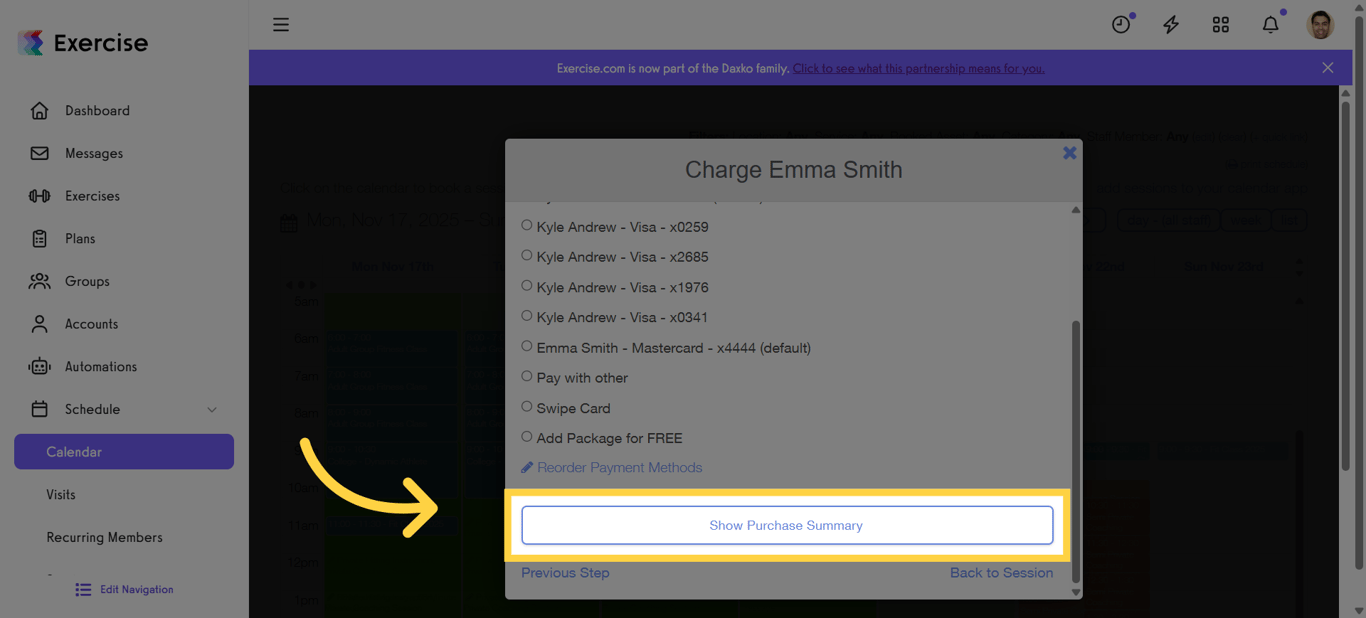 View Purchase Summary
