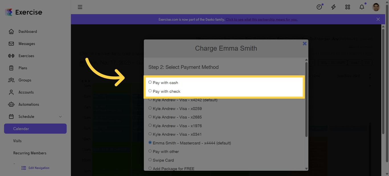 Choose Cash or Check Payment