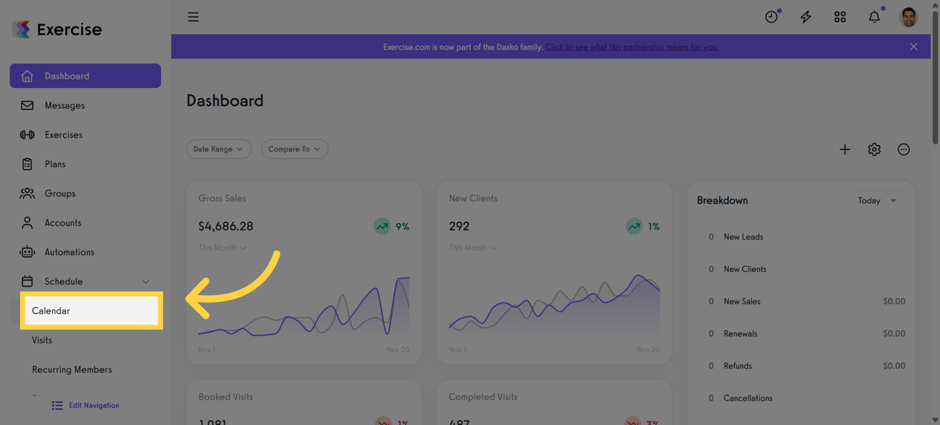 Navigate To Calendar