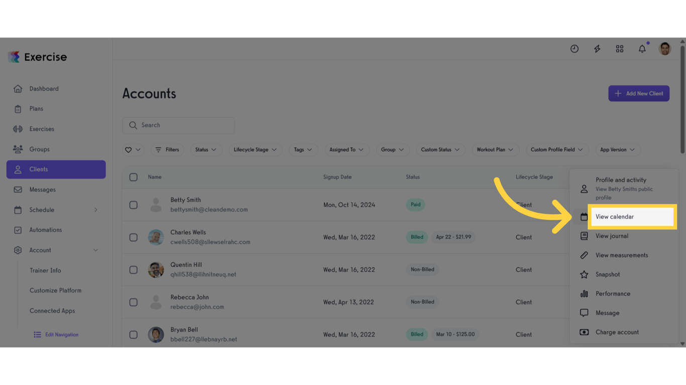 Click 'View calendar'