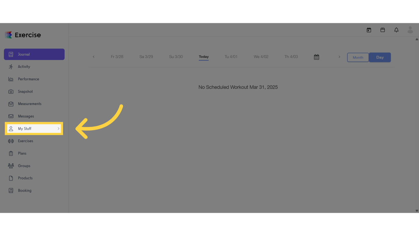 Click the My Stuff tab