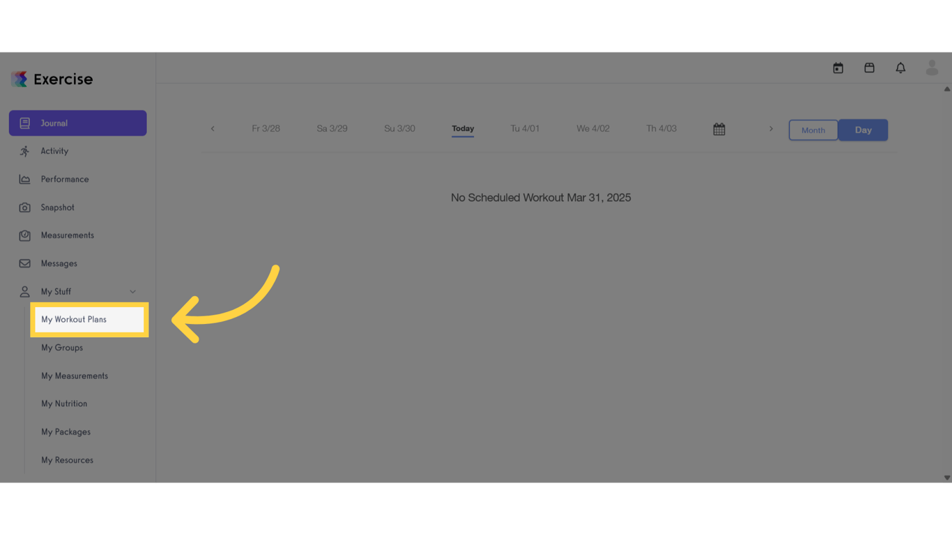 Click 'My Workout Plans'