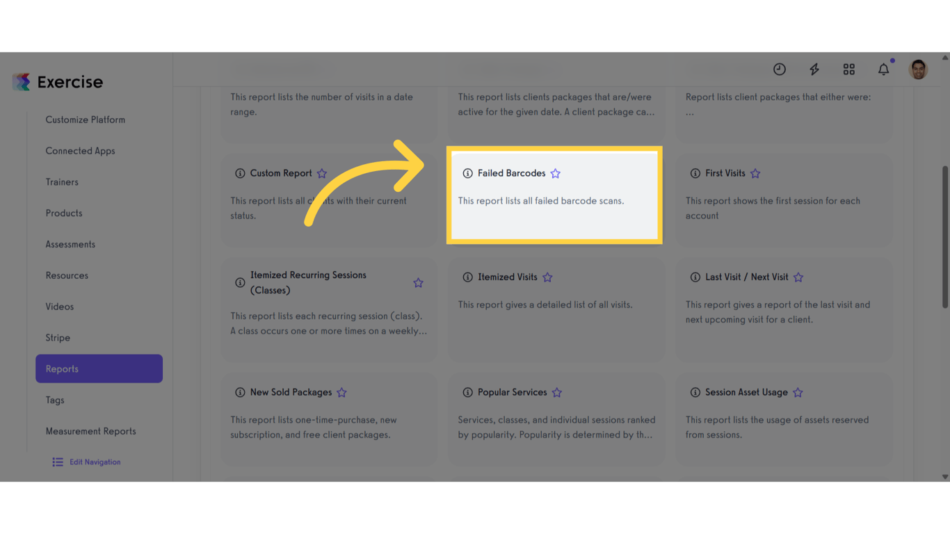 Failed Barcodes Report
