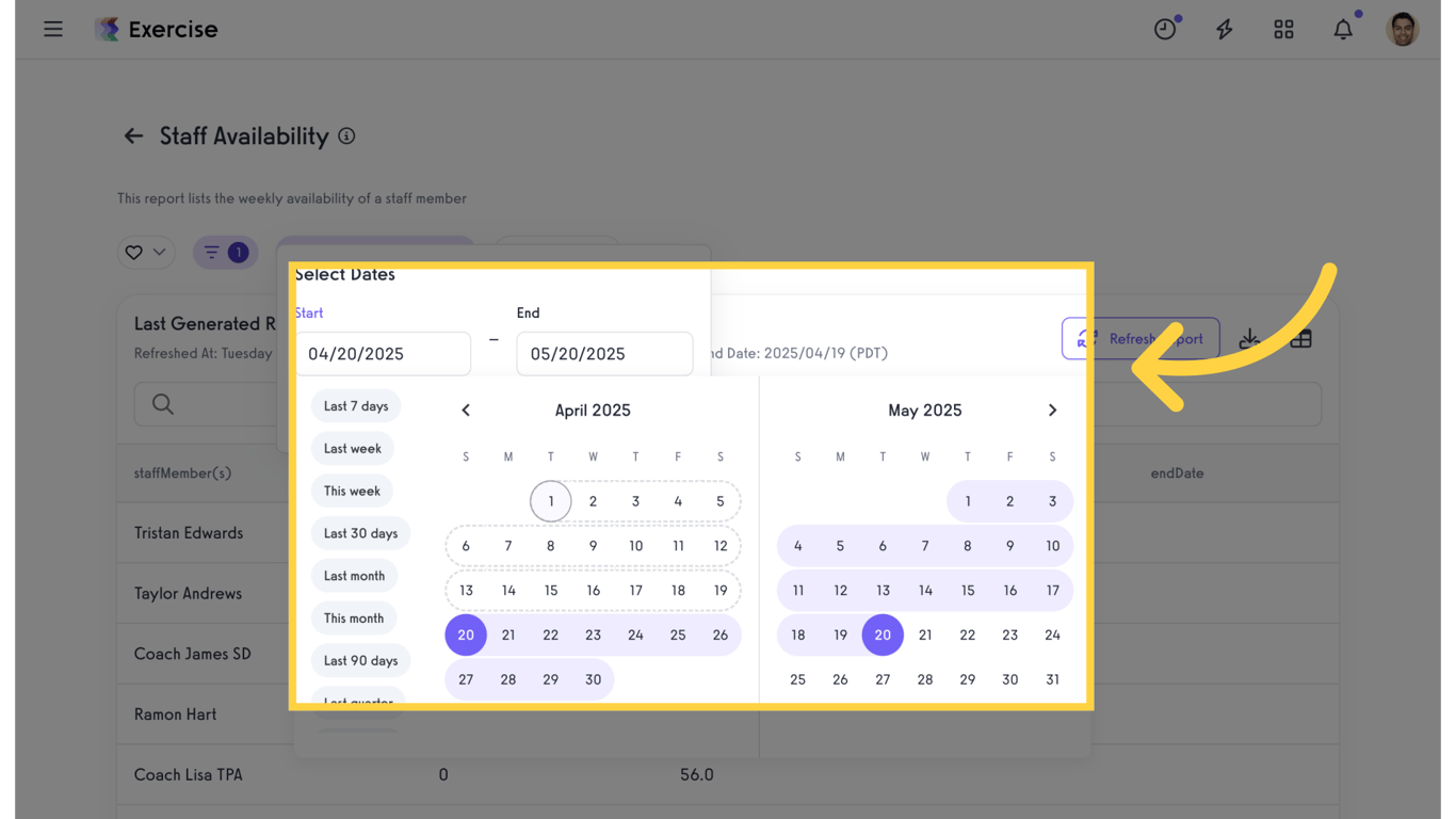 Customize Date Range