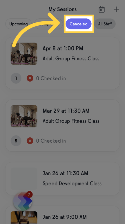 View Canceled Sessions