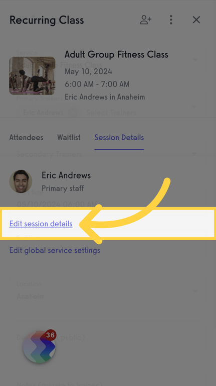 Click Edit Session Details
