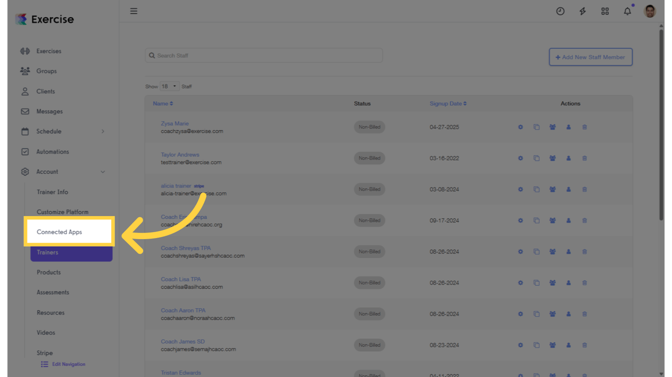 Click 'Connected Apps'