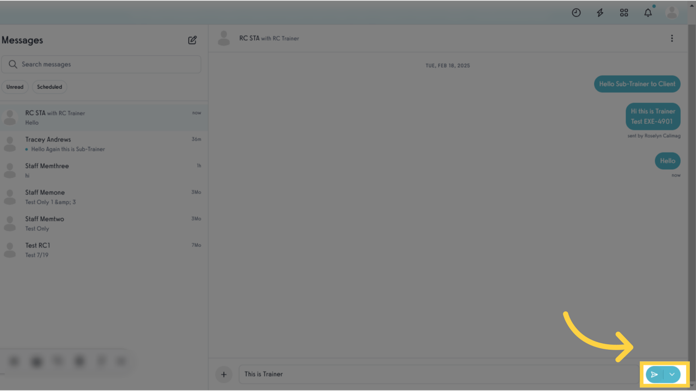 Click the send icon.