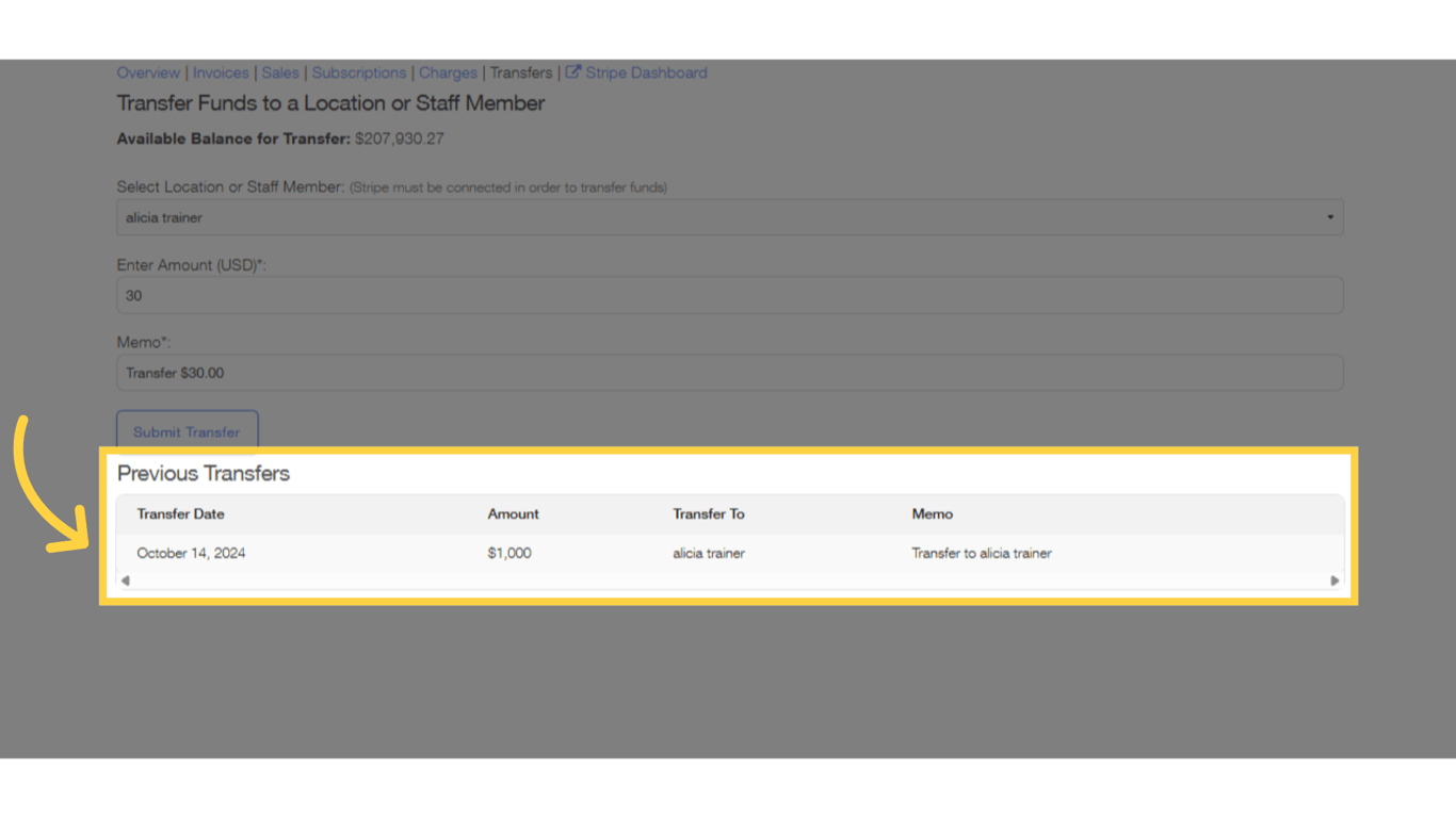 Able to transfer to the selected location.