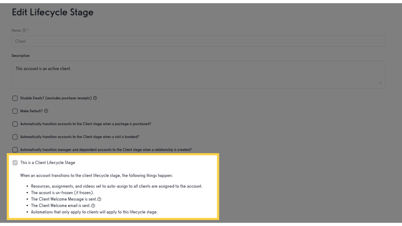 Client Lifecycle Stage
