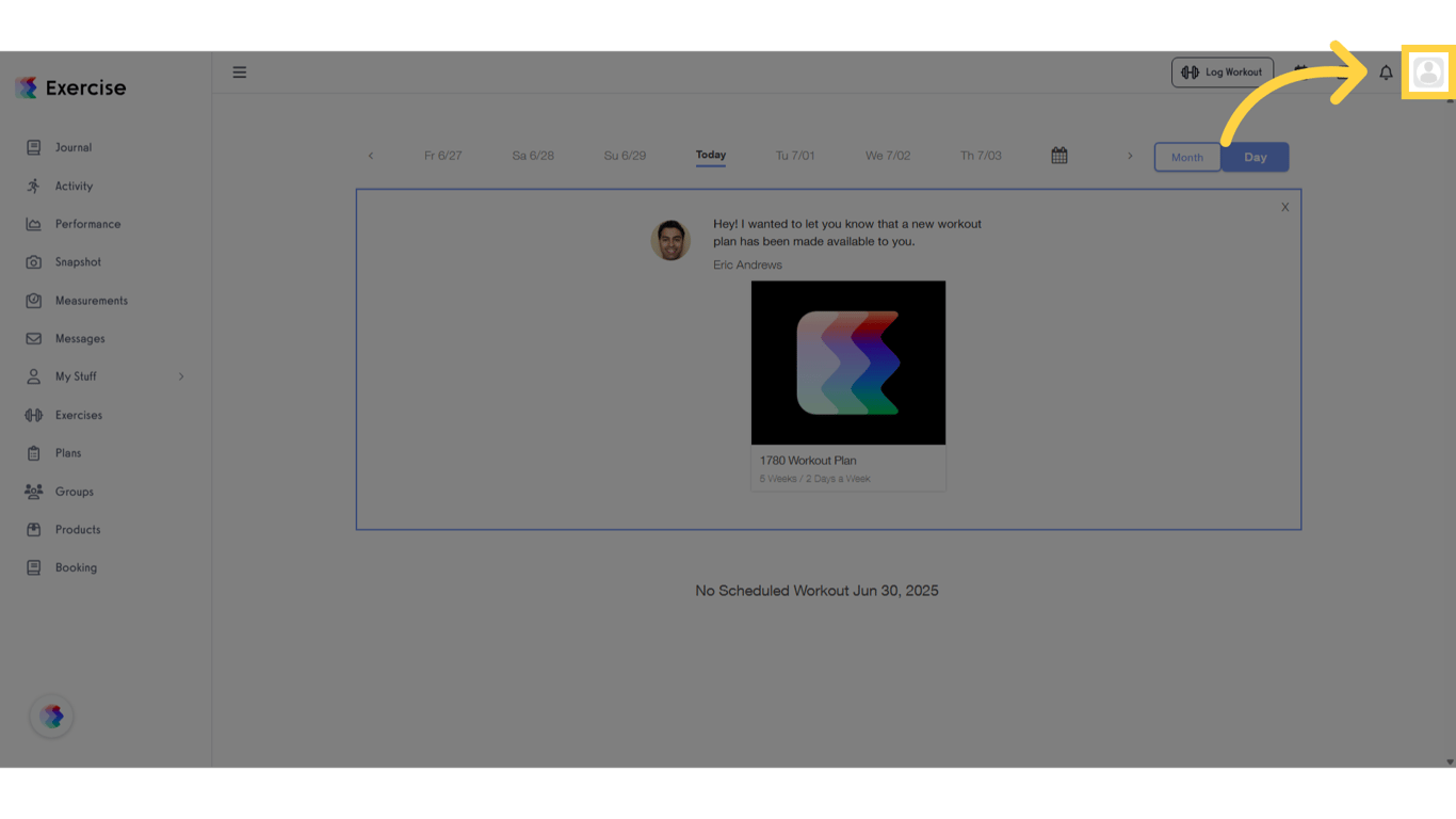 Click on your profile in the upper right corner.