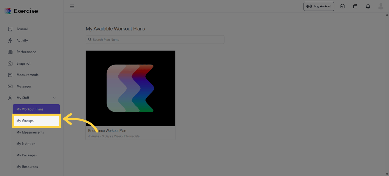 Open the 'My Groups' section to manage your group memberships.