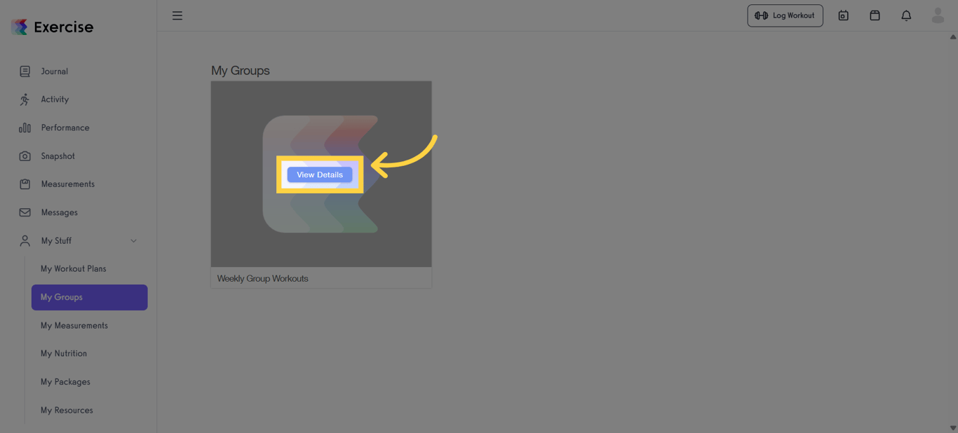 Click 'View Details' to open group-specific options.