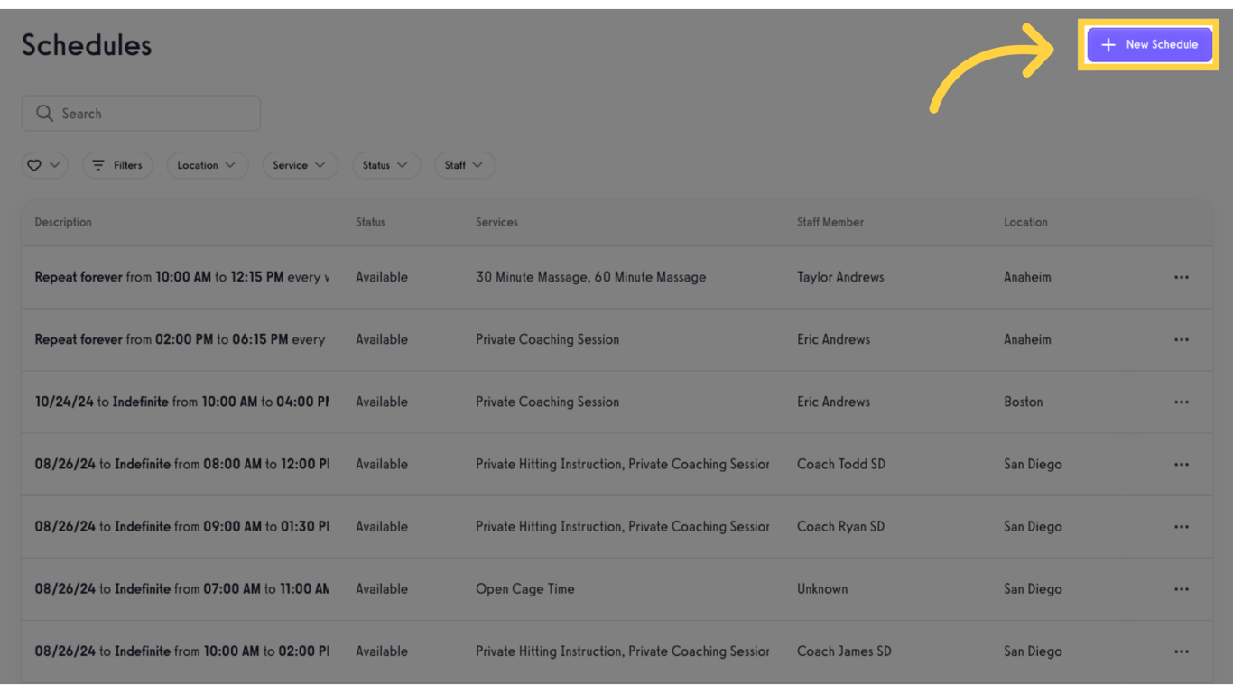 Click 'New Schedule'.