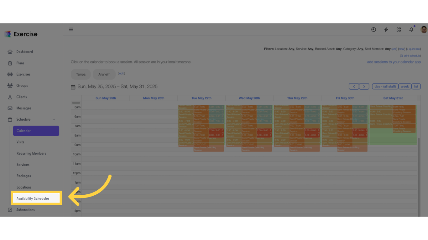 Click 'Availability Schedules'.