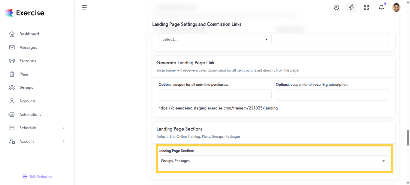 Landing Page Sections.