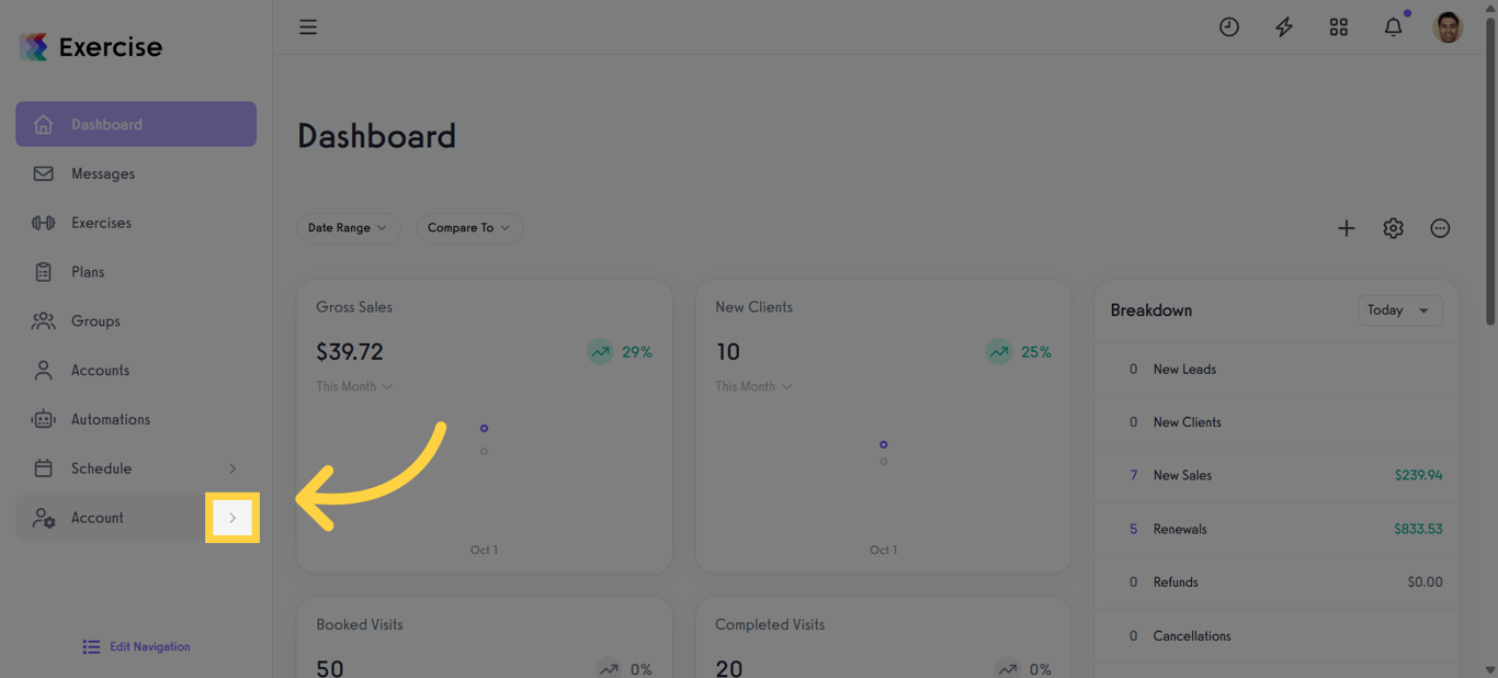 Click the arrow menu.