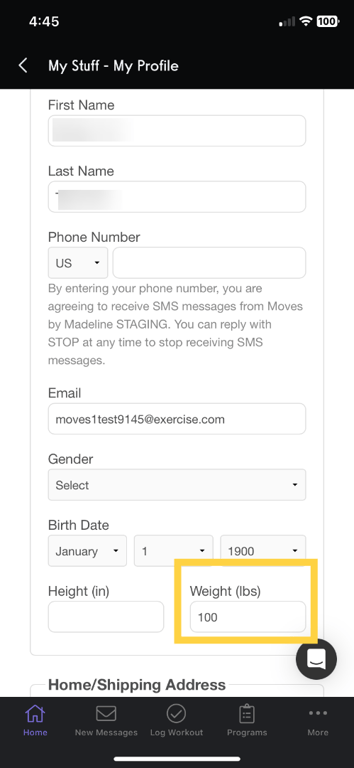 View Your Updated Body Weight