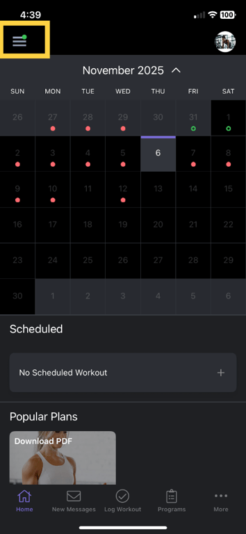 Tap the Sidebar Menu