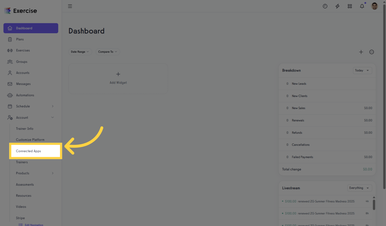 Click 'Connected Apps'.