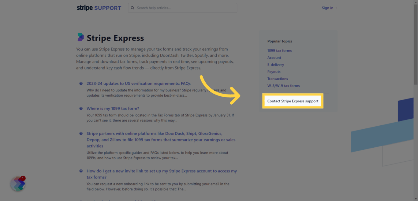 Click 'Contact Stripe Express support' and use our template to request an account update.