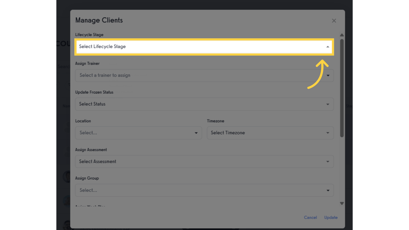 Click the dropdown for Lifecycle Stage.