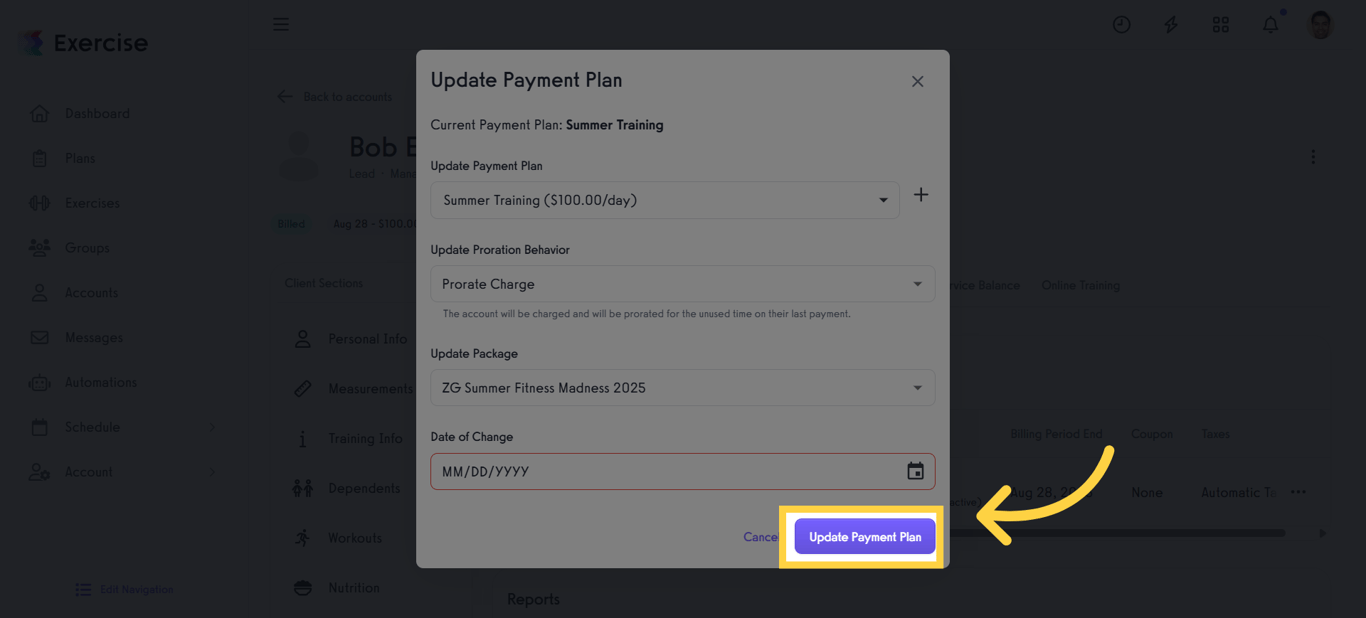  Click “Update Payment Plan” to finalize your changes.