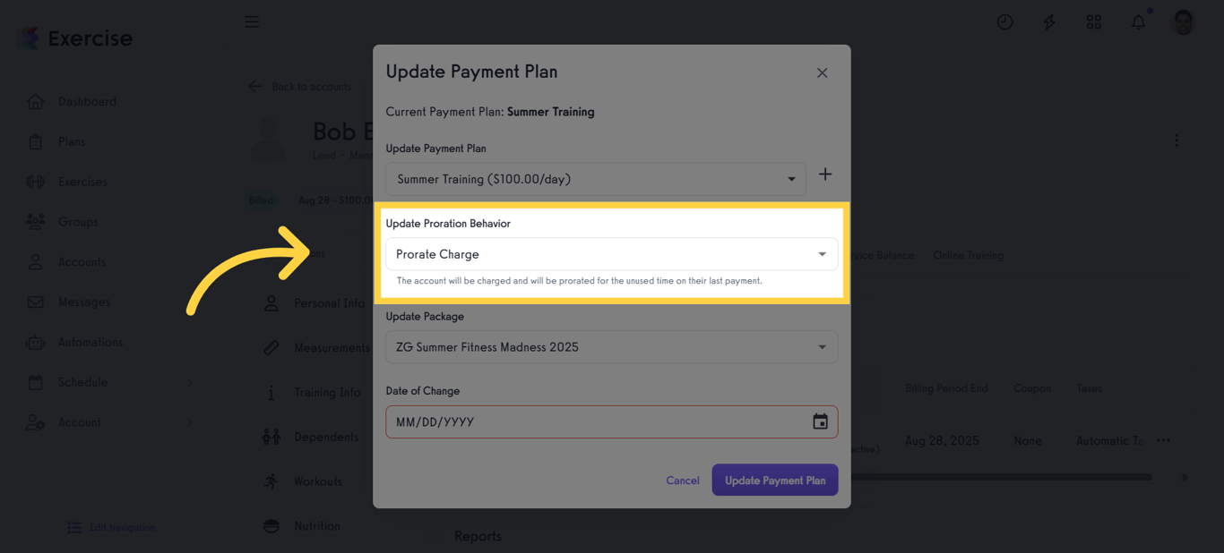 Set your preferred proration behavior.