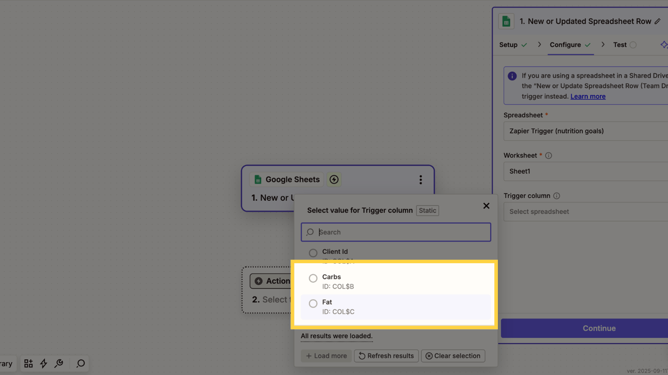 Select the trigger column