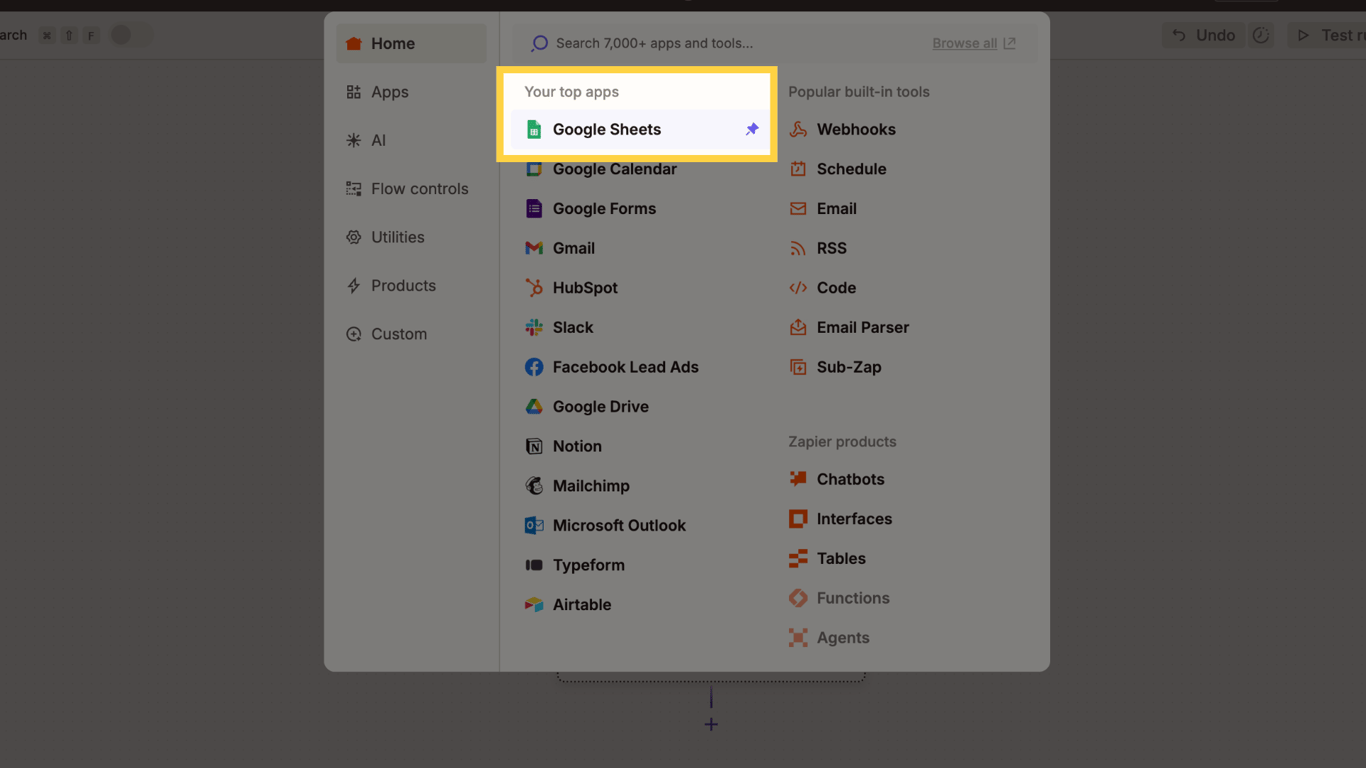 Select your spreadsheet app