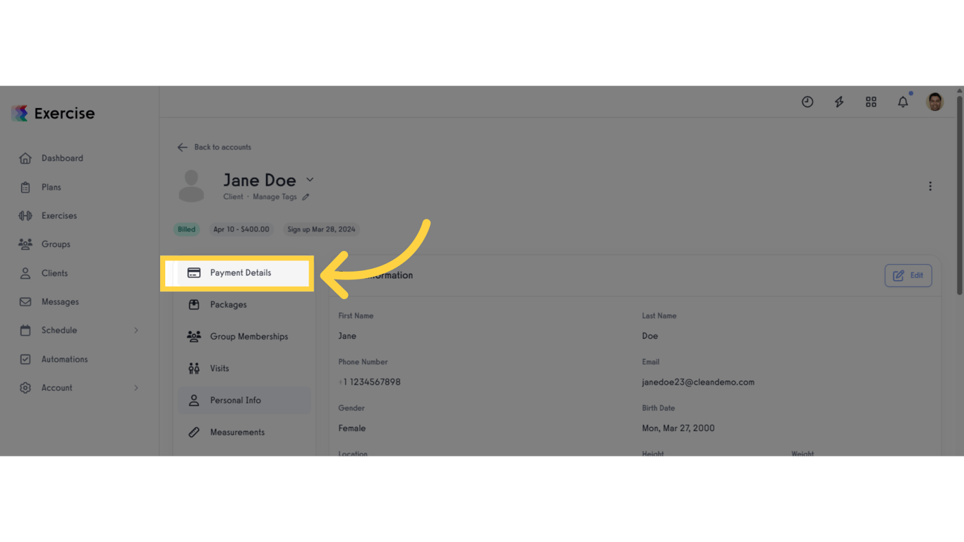 Click 'Payment Details'.