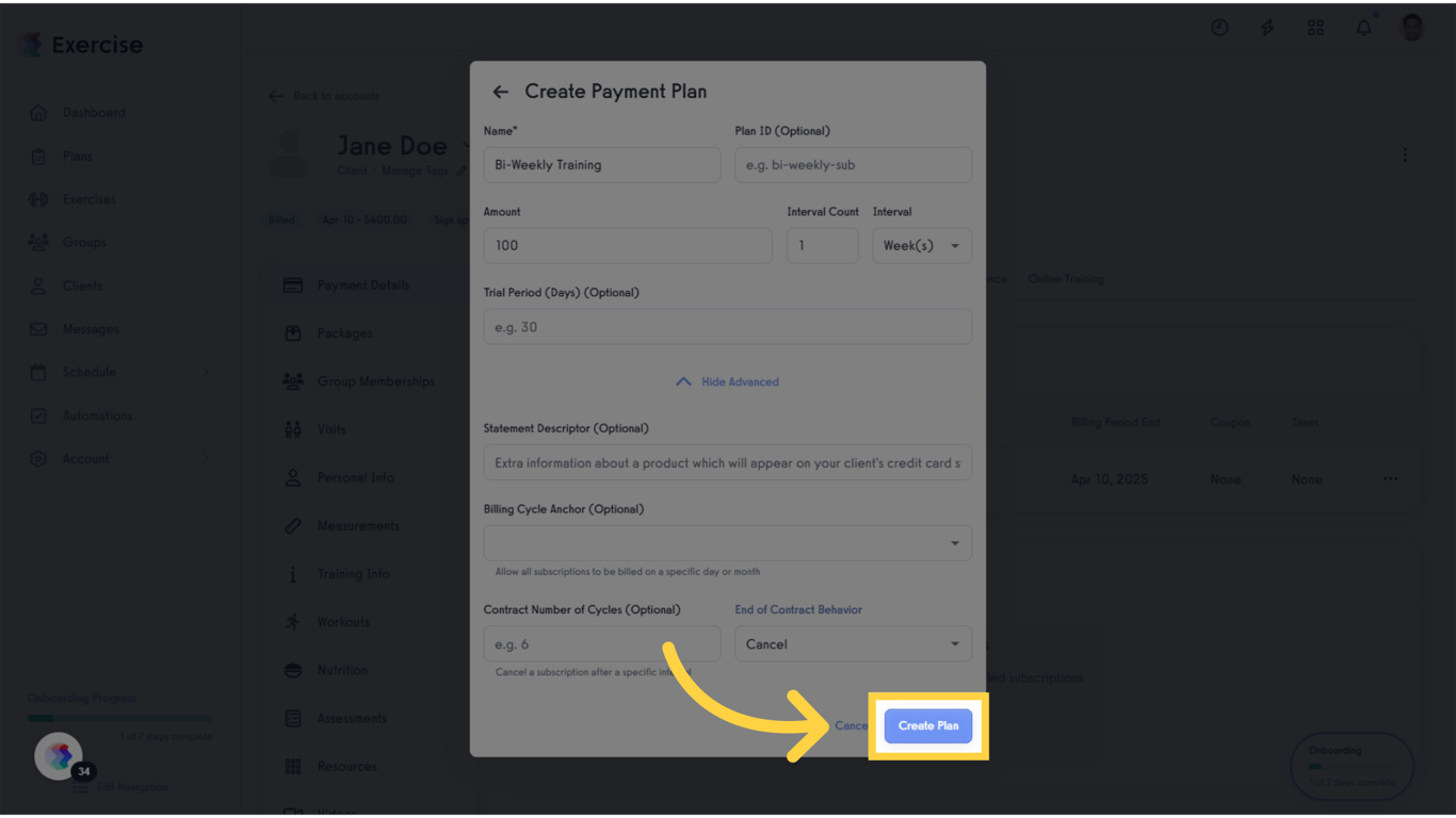 Click 'Create Plan'.