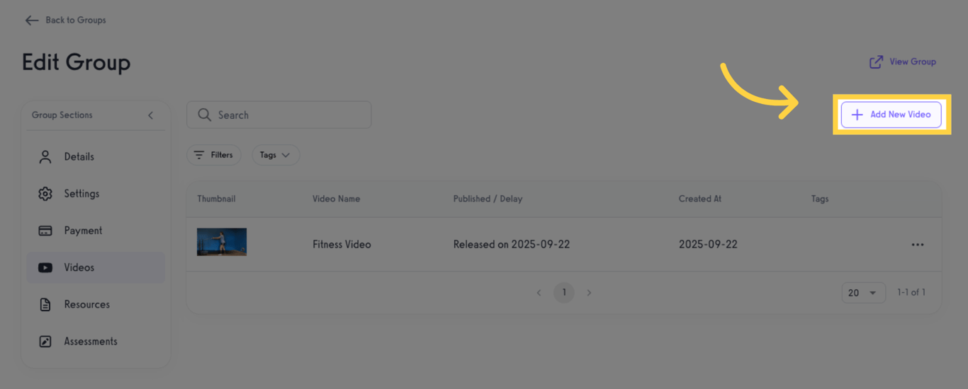 Click 'Add New Video'