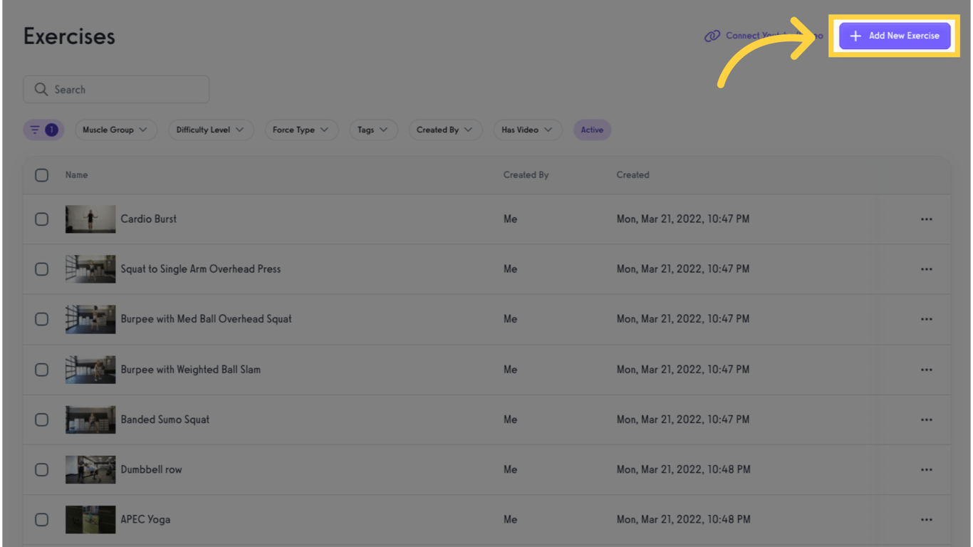 Click 'Add New Exercise'.