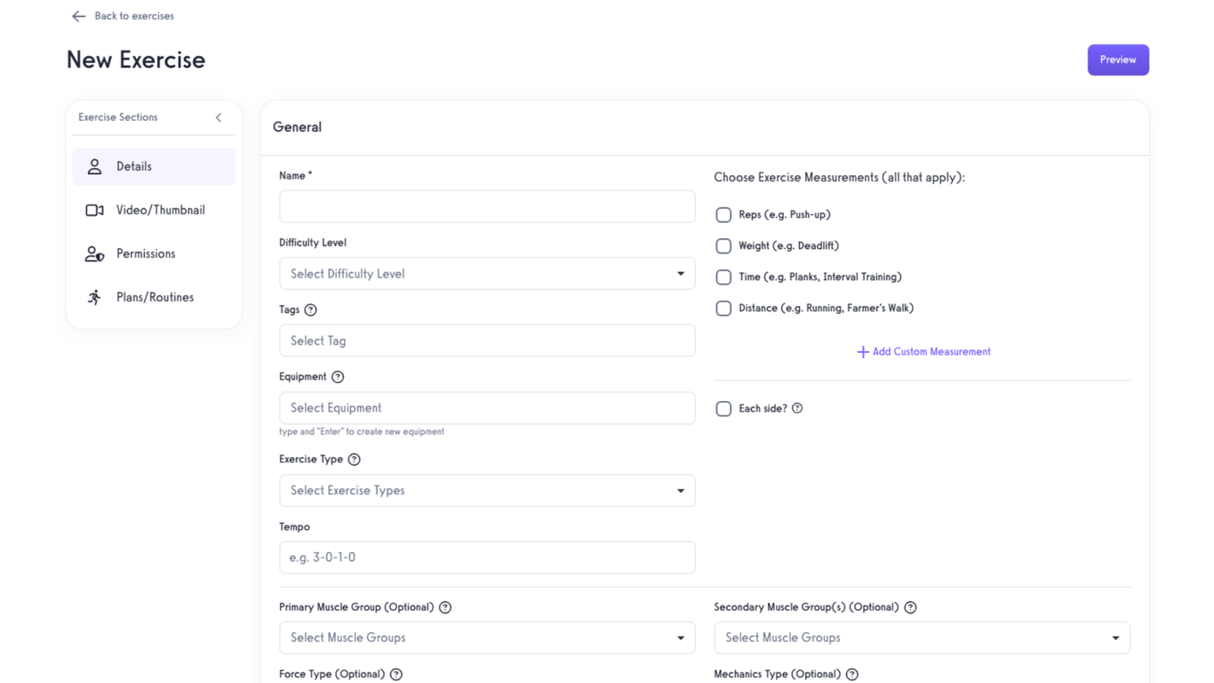Enter exercise details.