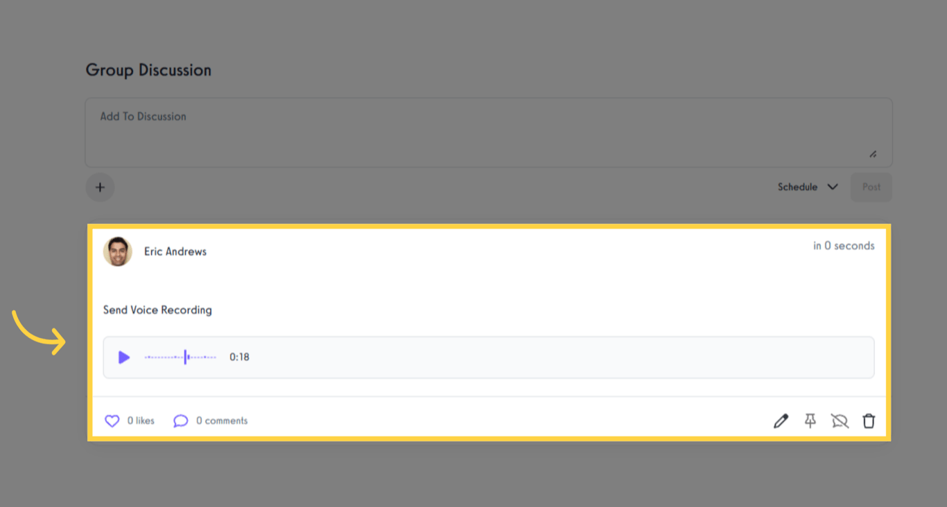 Able to view and hear sent voice recording.