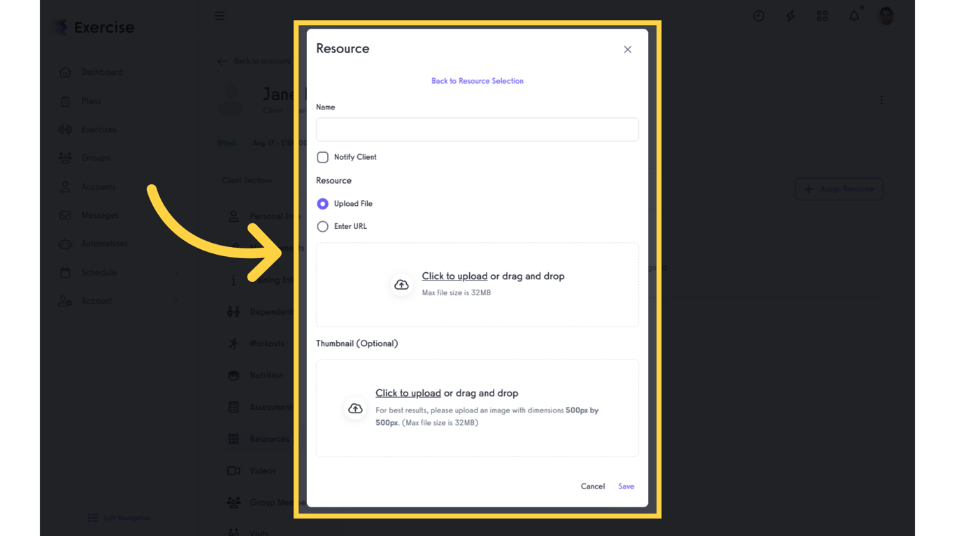 Enter Resource Details
