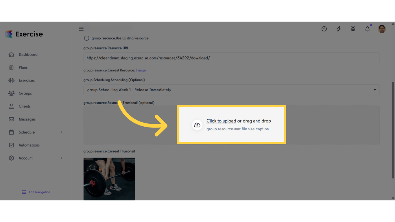 Click 'Click to upload'