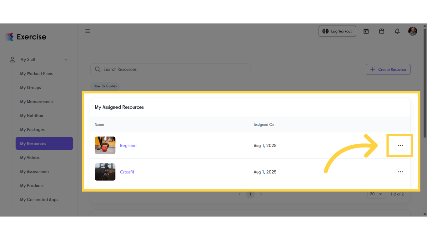 View Assigned Resources