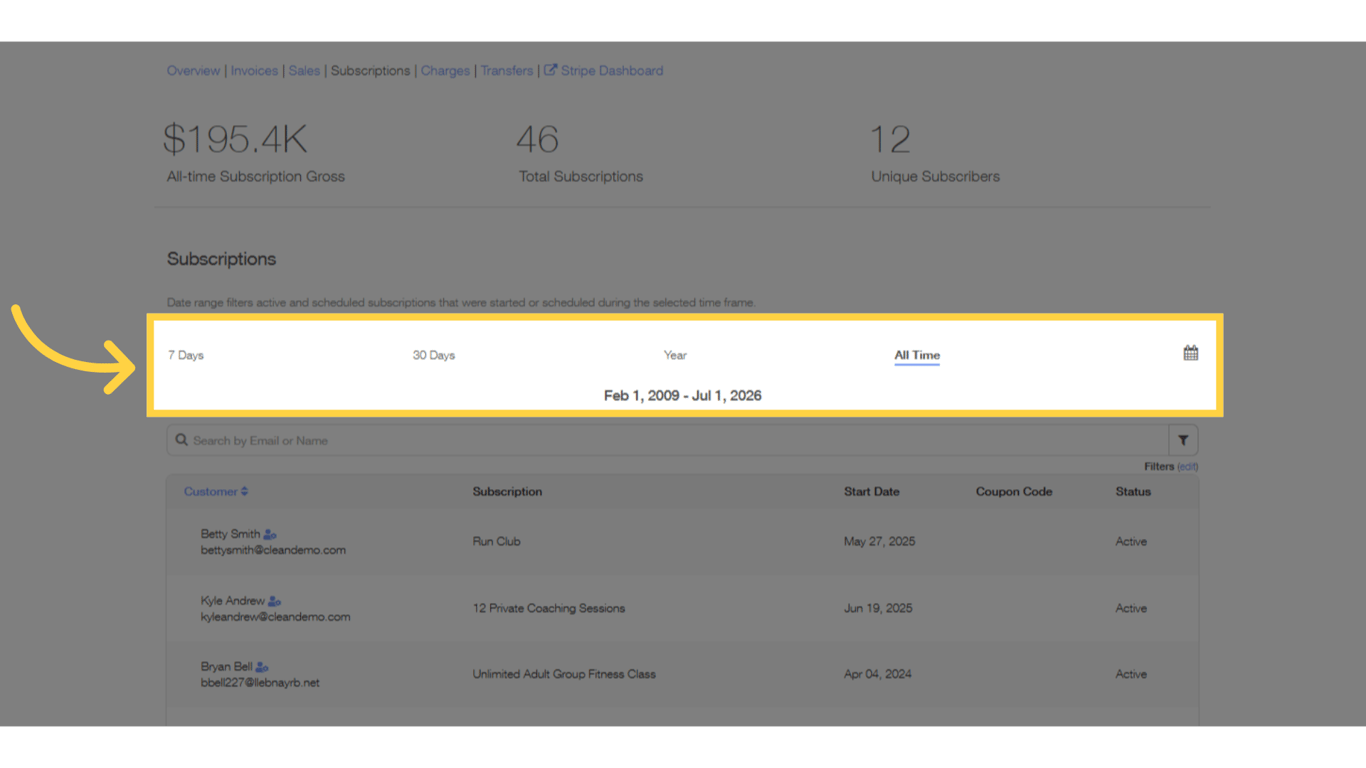 Able to use different date filters.