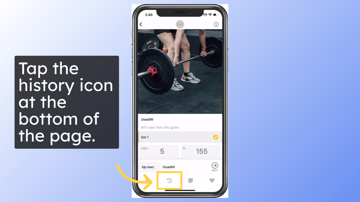 Tap the history icon at the bottom of the page.