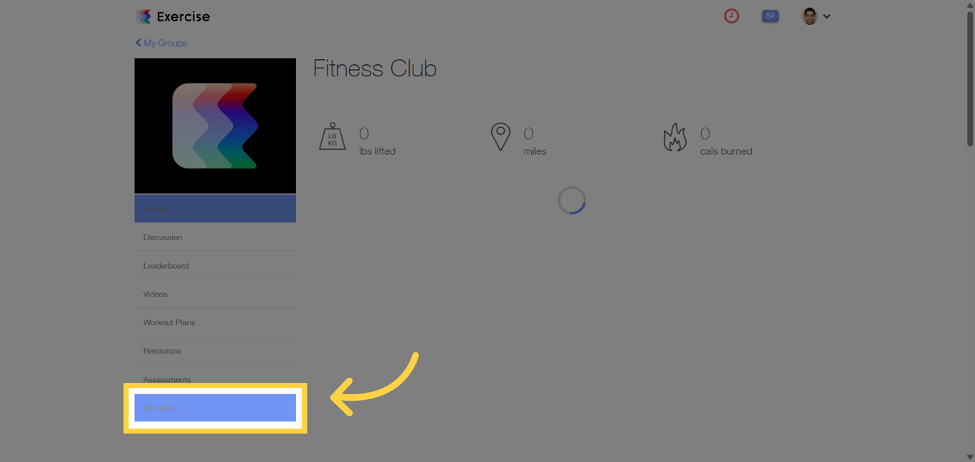 Members tab inside a group